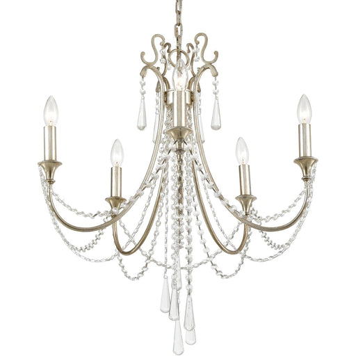 Arcadia 5 Light Antique Silver Crystal Chandelier - Chandeliers