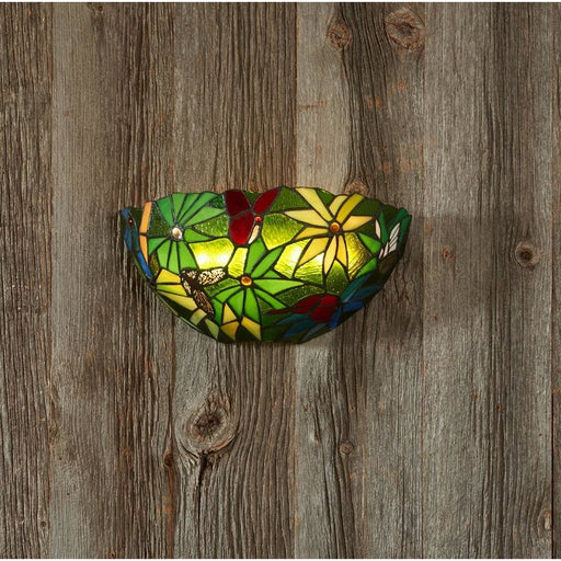 Stained Glass Rainforest Battery Operated LED Wall Sconce - Wireless Wall Sconce