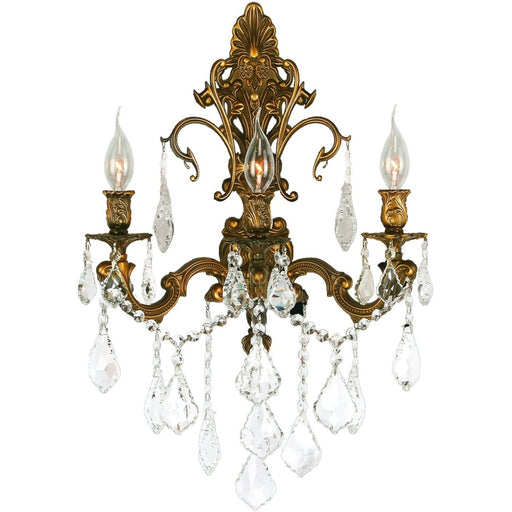 Versailles French Gold Clear Crystal 3 Light Wall Sconce - Wall Sconces