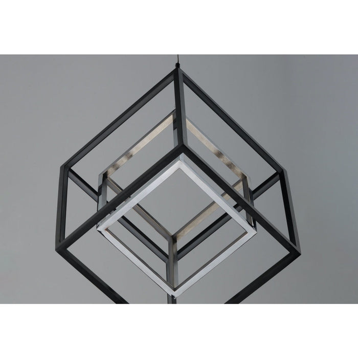 4 Square Black / Polished Chrome LED Single Pendant - Pendants