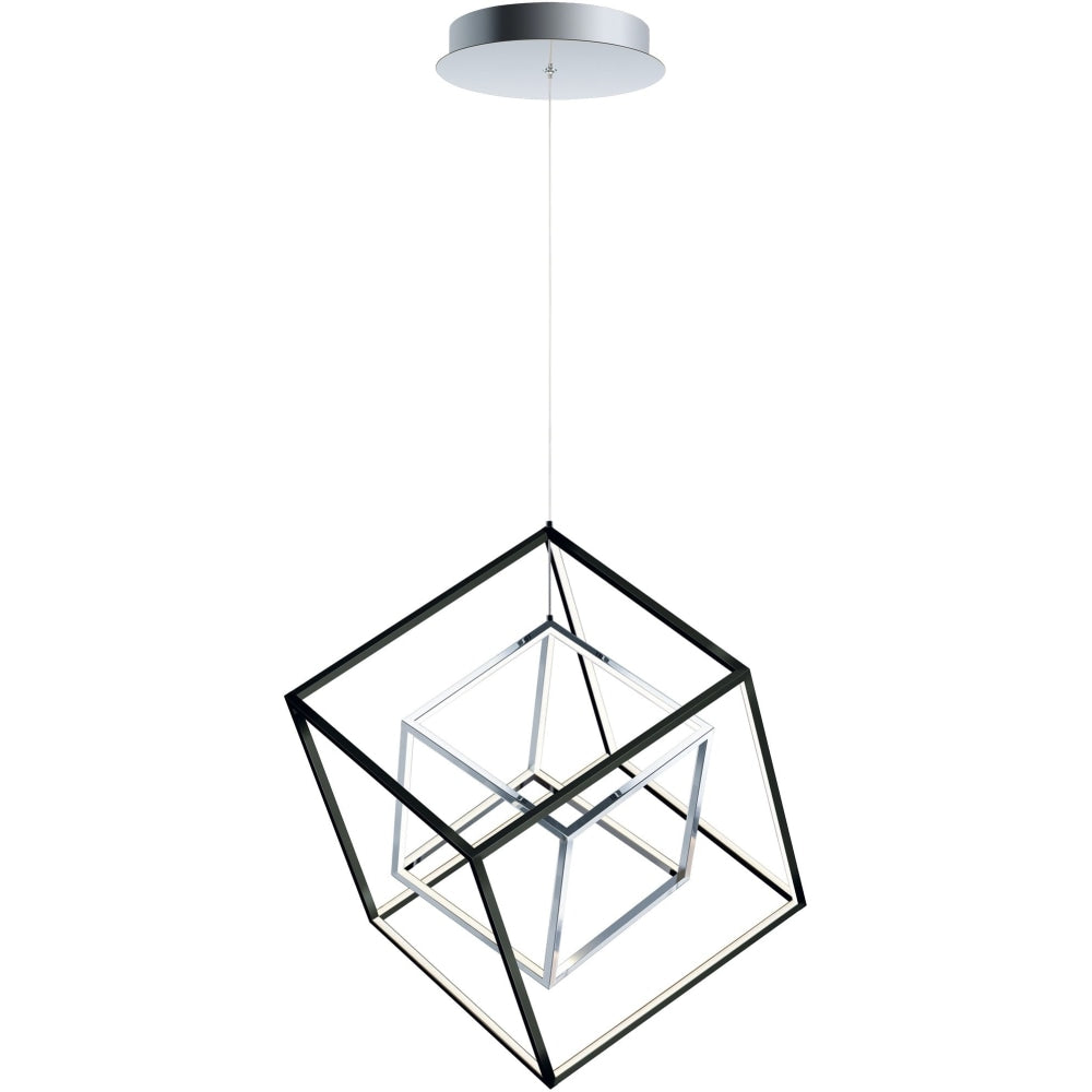 4 Square Black / Polished Chrome LED Single Pendant - Pendants
