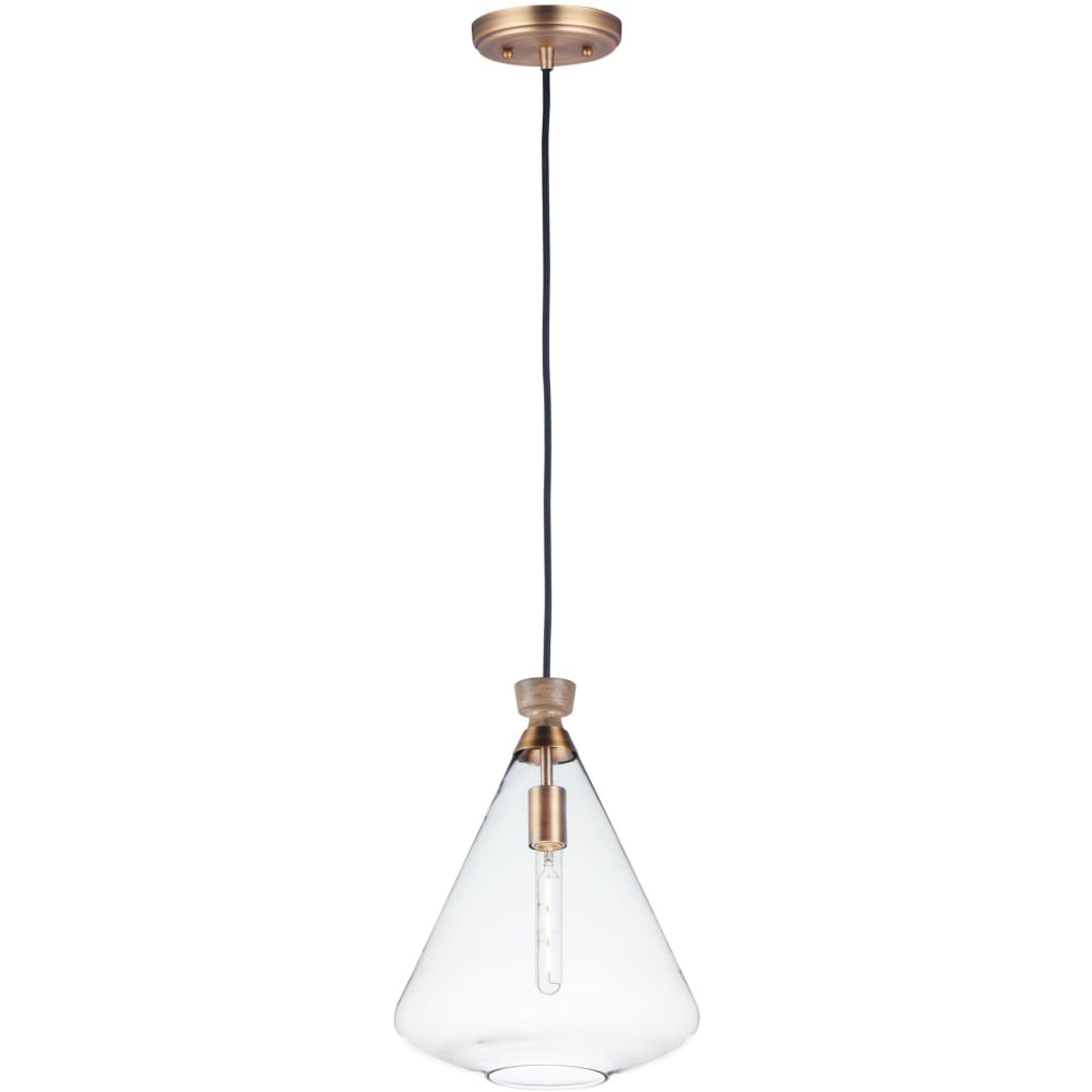 Abbott Weathered Oak / Antique Brass Single Pendant - Pendants