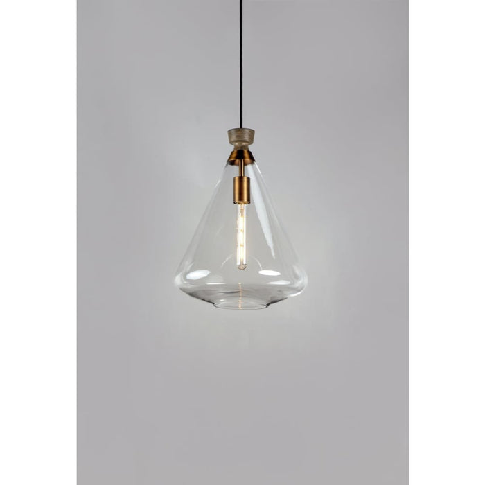 Abbott Weathered Oak / Antique Brass Single Pendant - Pendants