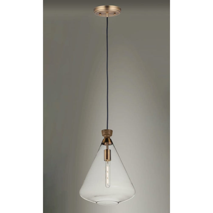Abbott Weathered Oak / Antique Brass Single Pendant - Pendants