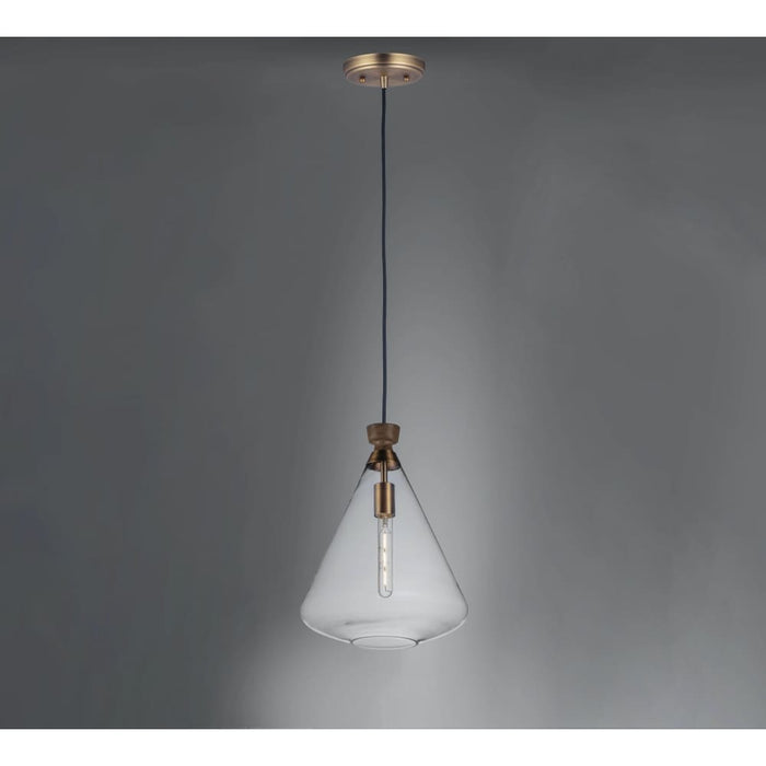 Abbott Weathered Oak / Antique Brass Single Pendant - Pendants