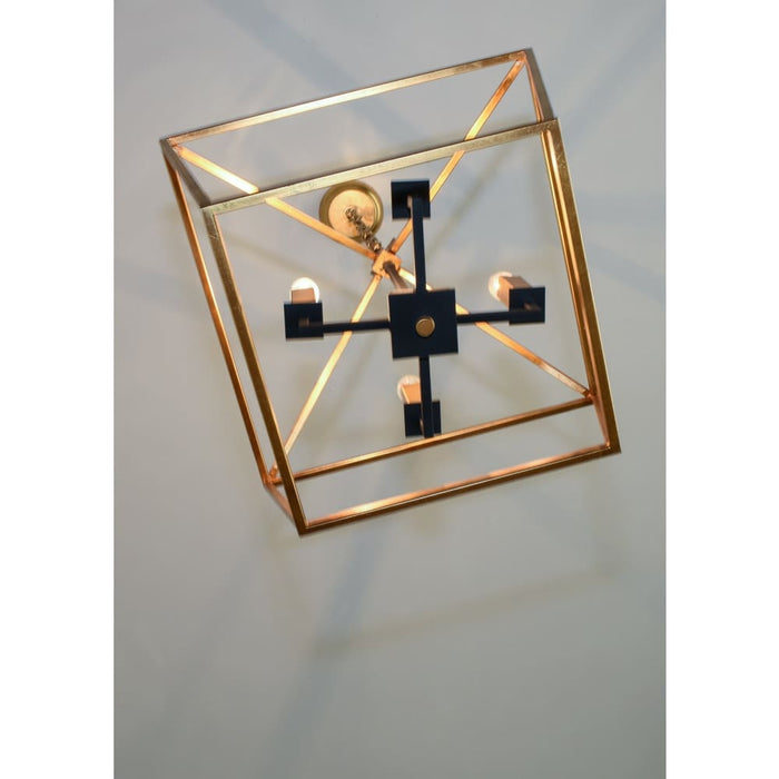 Abode Gold Leaf / Textured Black Chandelier - Chandeliers