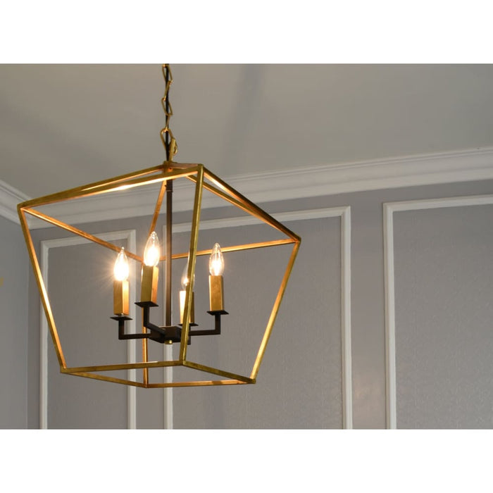 Abode Gold Leaf / Textured Black Chandelier - Chandeliers