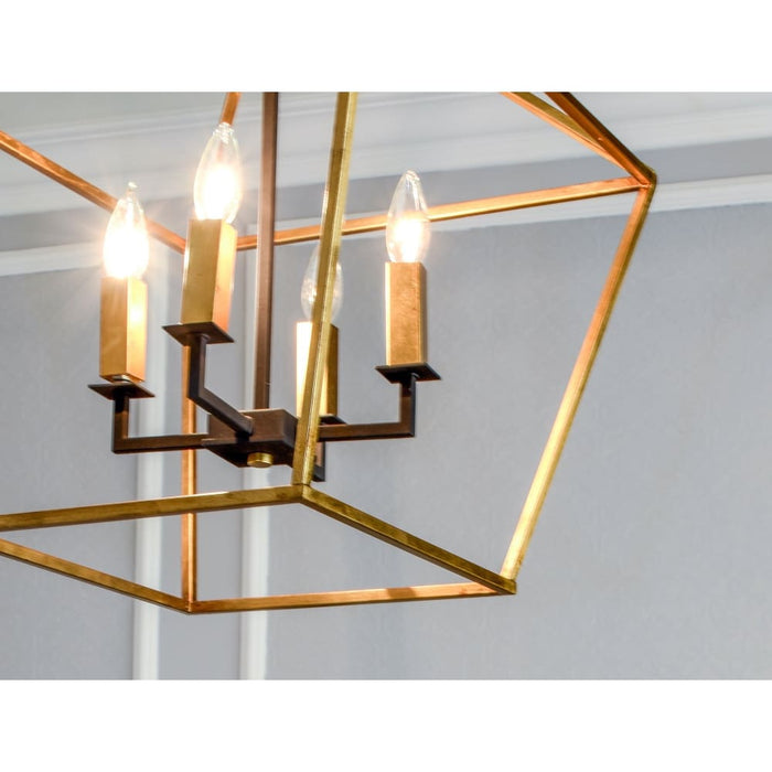 Abode Gold Leaf / Textured Black Chandelier - Chandeliers