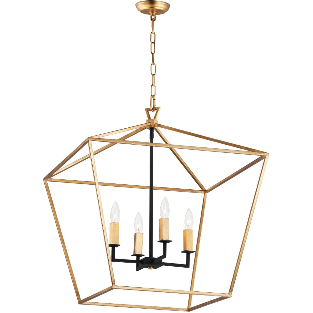 Abode Gold Leaf / Textured Black Chandelier - Chandeliers