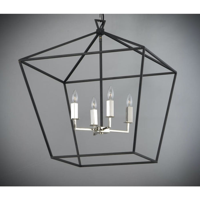 Abode Textured Black / Polished Nickel Chandelier - Chandeliers