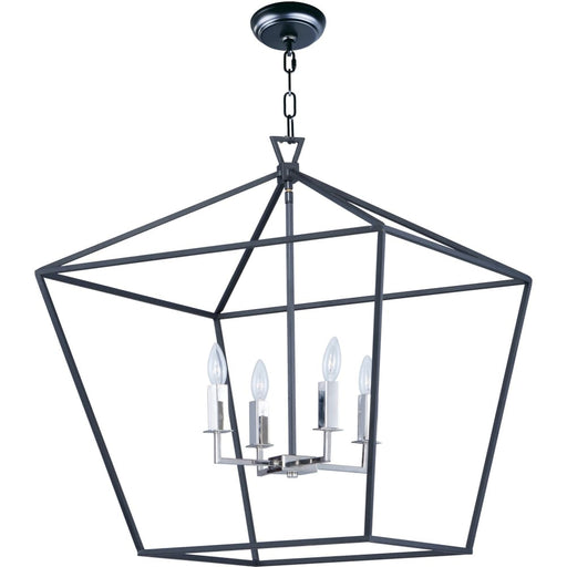Abode Textured Black / Polished Nickel Chandelier - Chandeliers