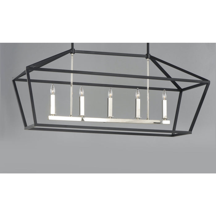 Abode Textured Black / Polished Nickel Chandelier - Chandeliers
