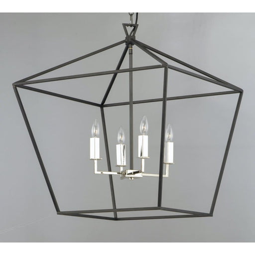 Abode Textured Black / Polished Nickel Chandelier - Chandeliers