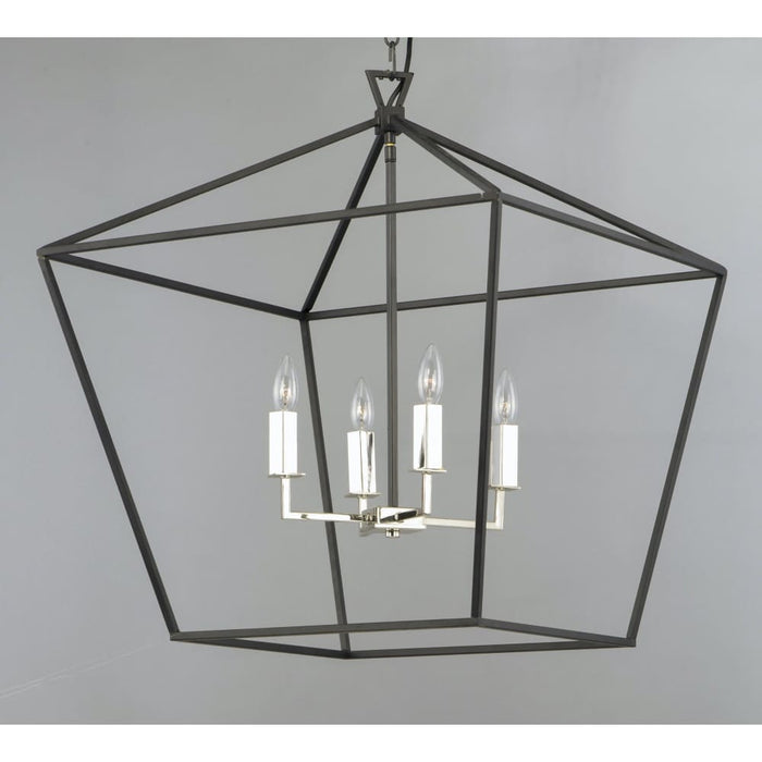 Abode Textured Black / Polished Nickel Chandelier - Chandeliers