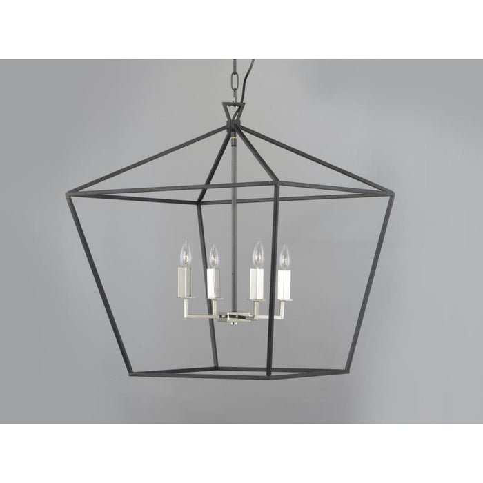 Abode Textured Black / Polished Nickel Chandelier - Chandeliers