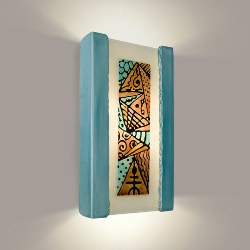 Abstract Teal Crackle and Turquoise Wall Sconce - Wall Sconce