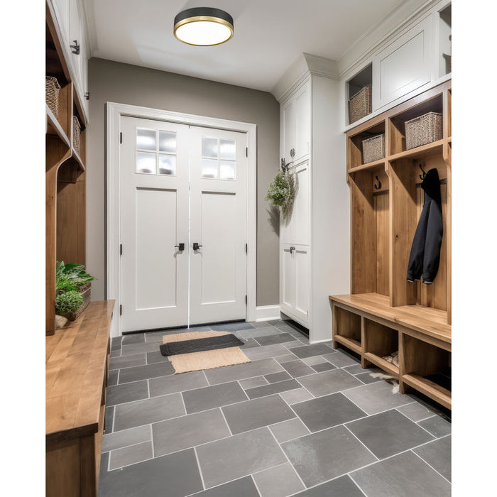 Algar Matte Black Modern Gold 12 Inch LED Flushmount Z-Lite 1006F-12-MB-MGLD-LED | theLightShop