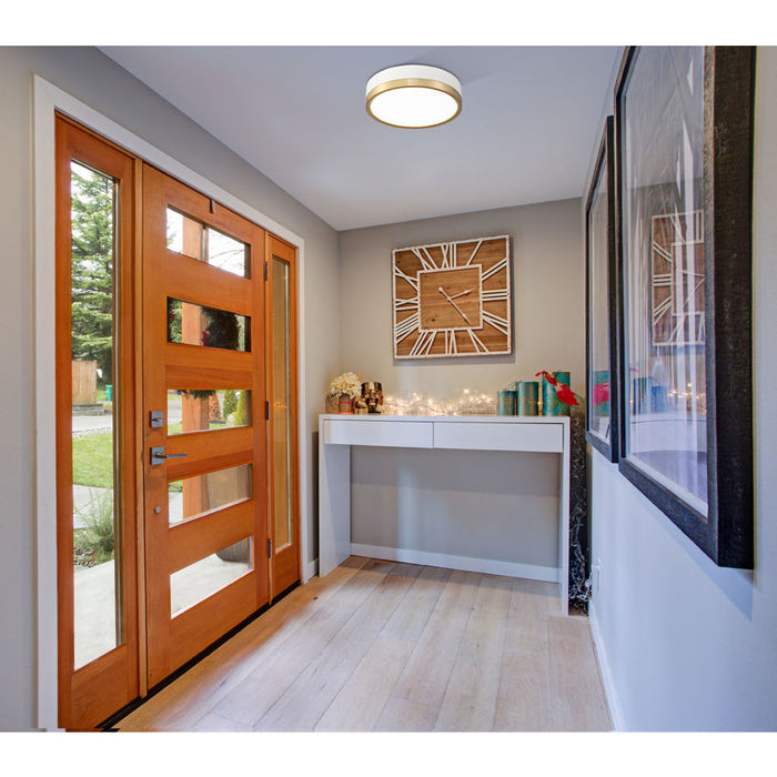 Algar Matte White Modern Gold LED 12 Inch Flushmount Z-Lite 1006F12-MW-MGLD-LED | theLightShop