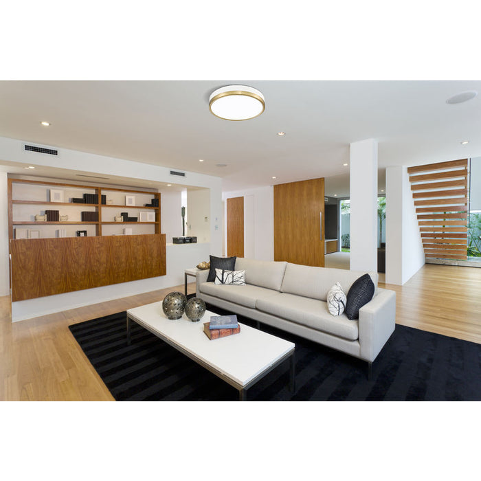 Algar Matte White Modern Gold LED 16 Inch Flushmount Z-Lite 1006F16-MW-MGLD-LED | theLightShop