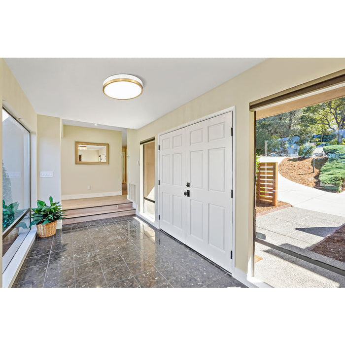 Algar Matte White Modern Gold LED 16 Inch Flushmount Z-Lite 1006F16-MW-MGLD-LED | theLightShop