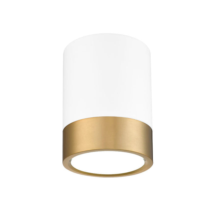 Algar Matte White Modern Gold LED 6 Inch Cylinder Flushmount Z-Lite 1006F6-MW-MGLD-LED | theLightShop