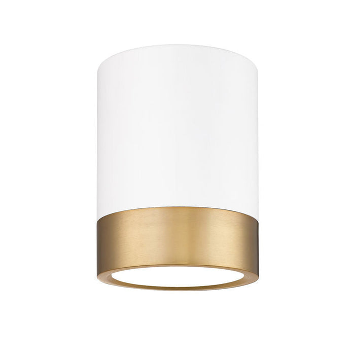 Algar Matte White Modern Gold LED 6 Inch Cylinder Flushmount Z-Lite 1006F6-MW-MGLD-LED | theLightShop