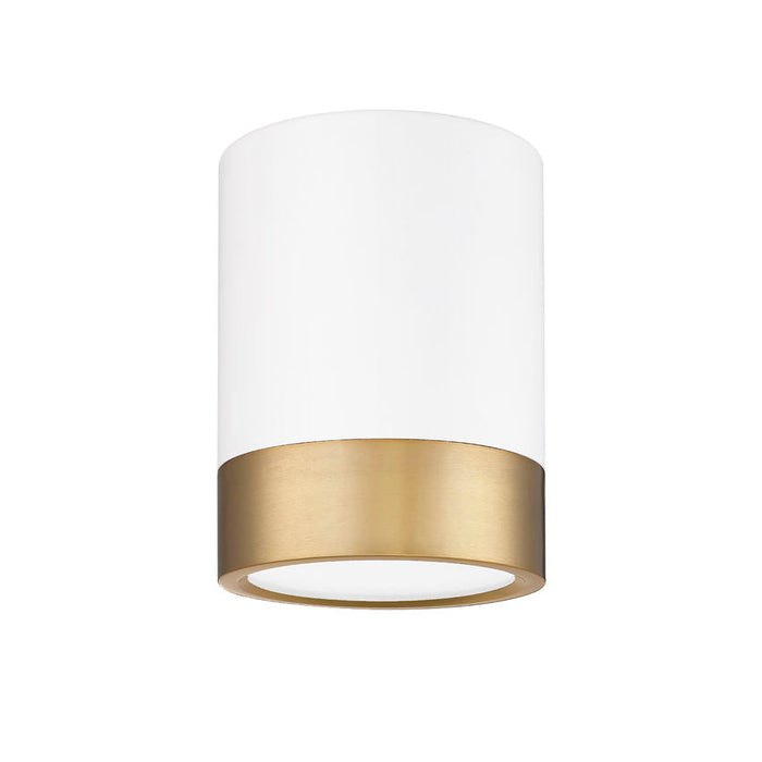 Algar Matte White Modern Gold LED 6 Inch Cylinder Flushmount Z-Lite 1006F6-MW-MGLD-LED | theLightShop
