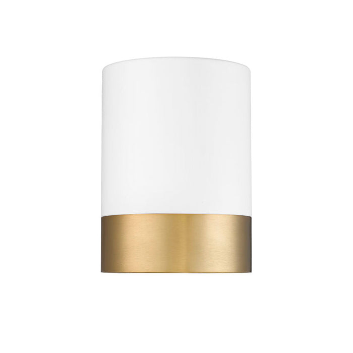 Algar Matte White Modern Gold LED 6 Inch Cylinder Flushmount Z-Lite 1006F6-MW-MGLD-LED | theLightShop