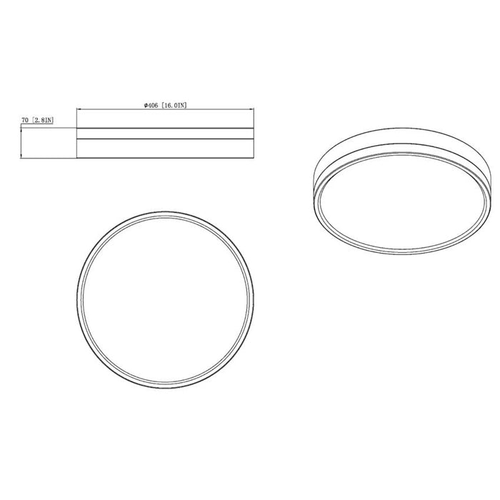 Algar Modern Gold LED 16 Inch Flushmount Z-Lite 1006F16-MGLD-LED | theLightShop