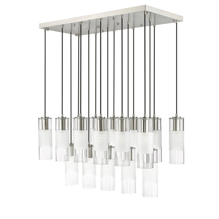 alton brushed nickel 17 light linear pendant with clear and frosted glass shades