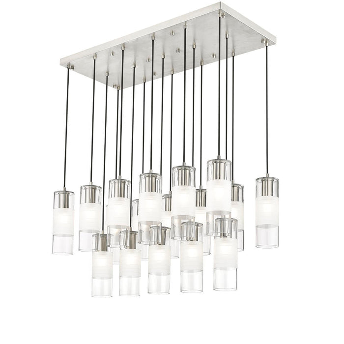 alton brushed nickel 17 light linear pendant with clear and frosted glass shades