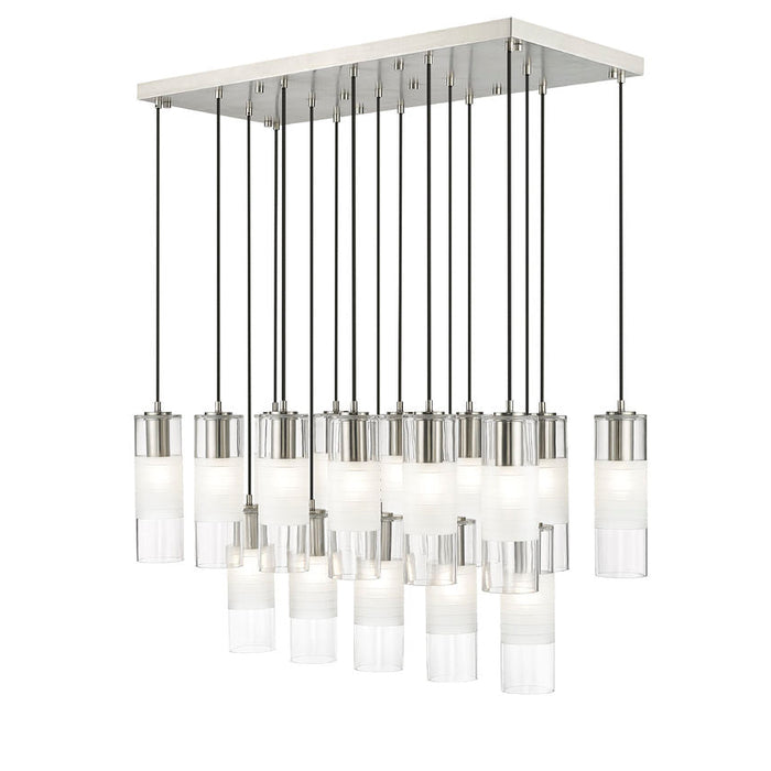 alton brushed nickel 17 light linear pendant with clear and frosted glass shades