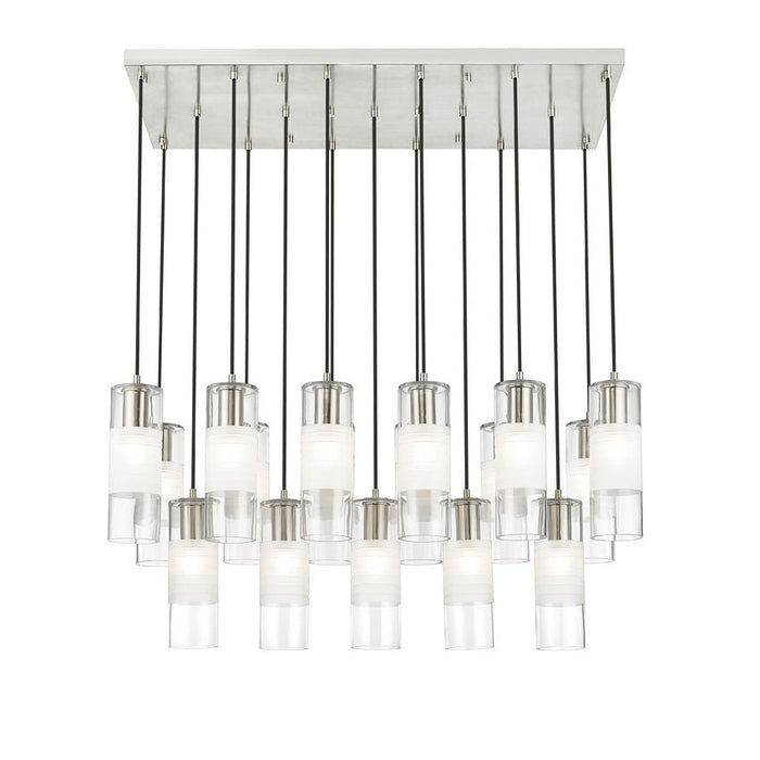 alton brushed nickel 17 light linear pendant with clear and frosted glass shades