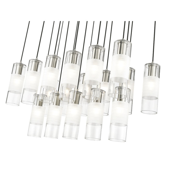 alton brushed nickel 17 light linear pendant with clear and frosted glass shades