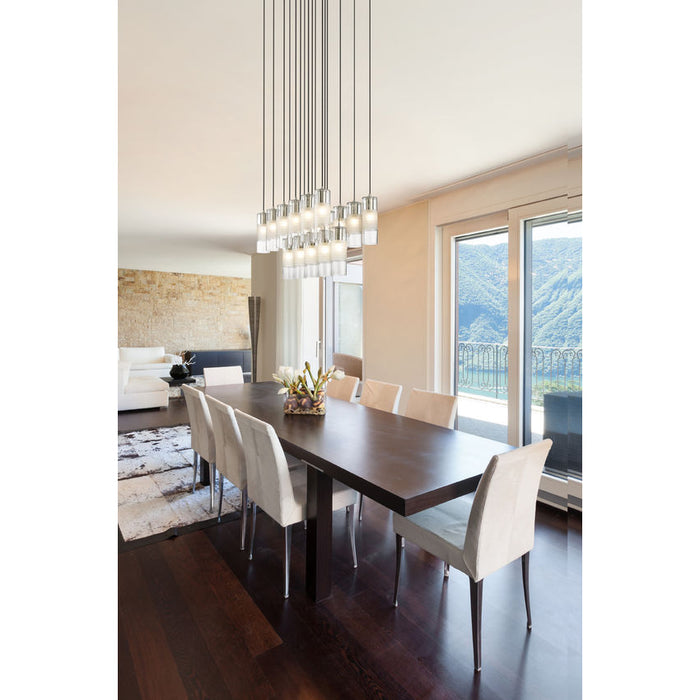 alton brushed nickel 17 light linear pendant with clear and frosted glass shades