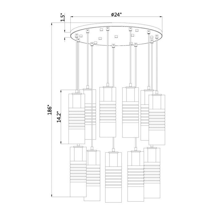 Alton Matte Black 11 Light Pendant Z-Lite 824P-11R-MB | theLightShop