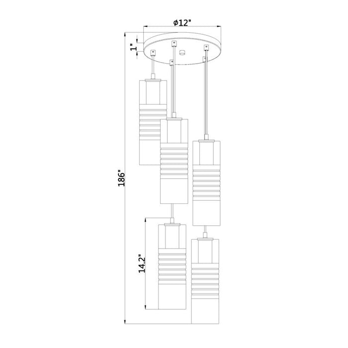 Alton Matte Black 5 Light Pendant Z-Lite 824P-5R-MB | theLightShop