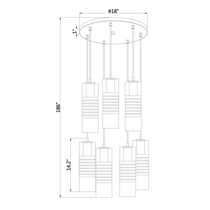 Alton Matte Black 7 Light Pendant Z-Lite 824P-7R-MB | theLightShop