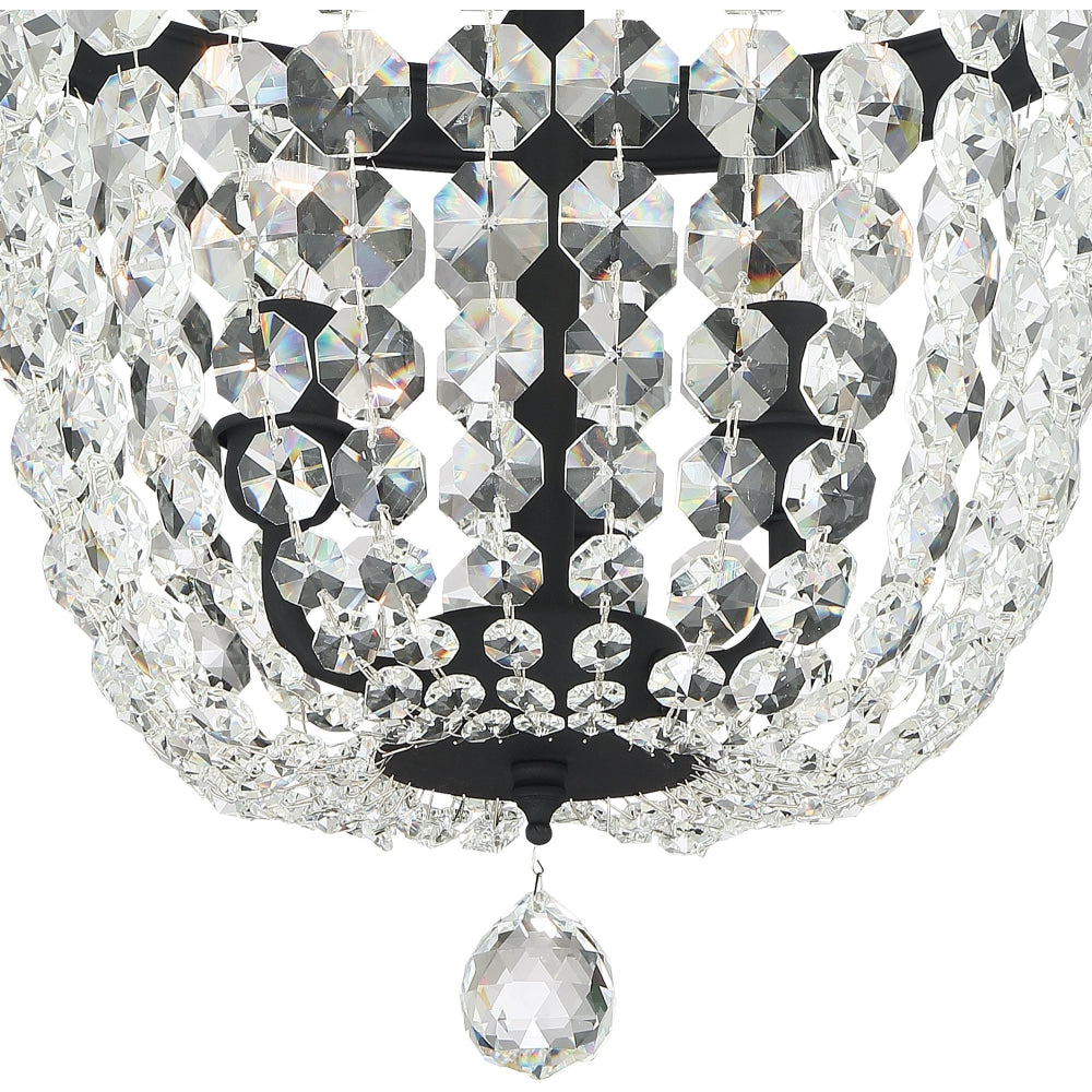 Archer 3 Light Crystal Black Forged Ceiling Mount - Ceiling Mount