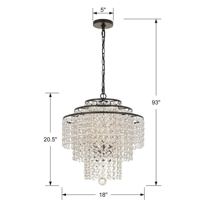 Arielle Crystal 3 Light Dark Bronze Chandelier - Chandeliers