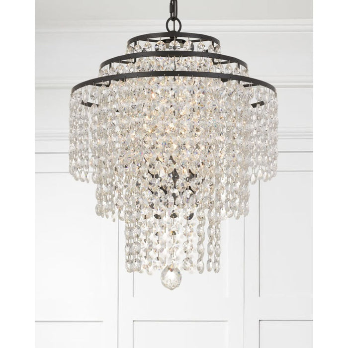 Arielle Crystal 3 Light Dark Bronze Chandelier - Chandeliers