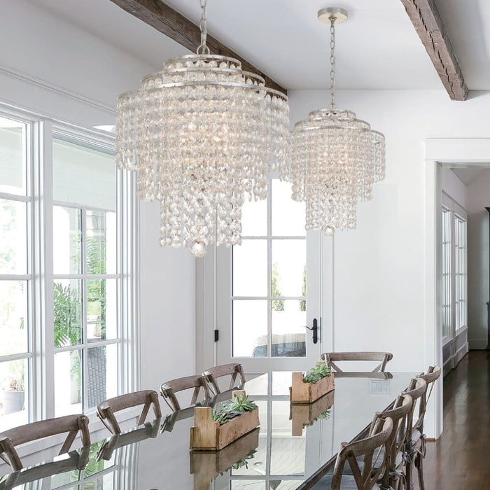 Arielle Crystal 3 Light Silver Chandelier - Chandeliers