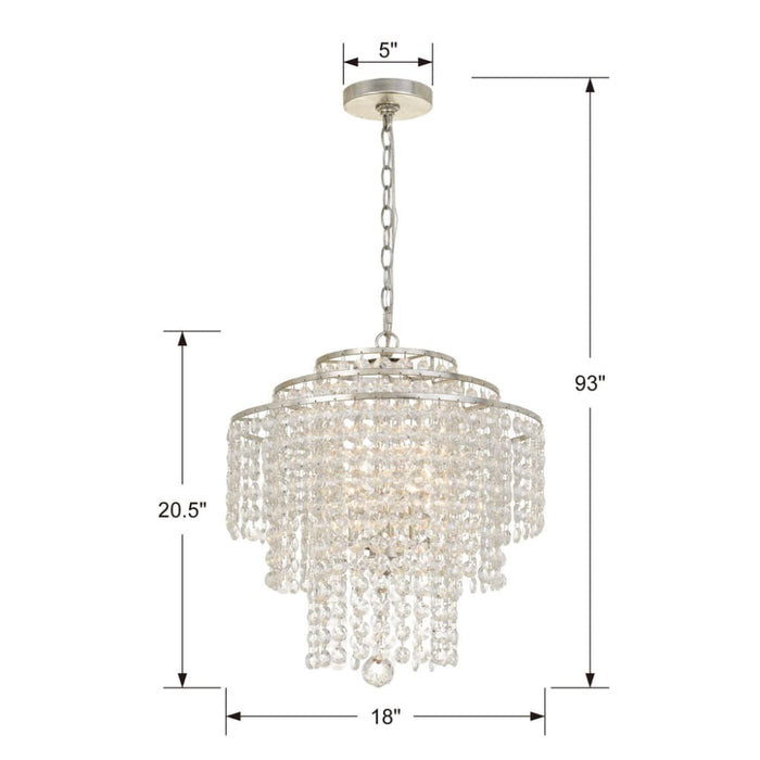 Arielle Crystal 3 Light Silver Chandelier - Chandeliers