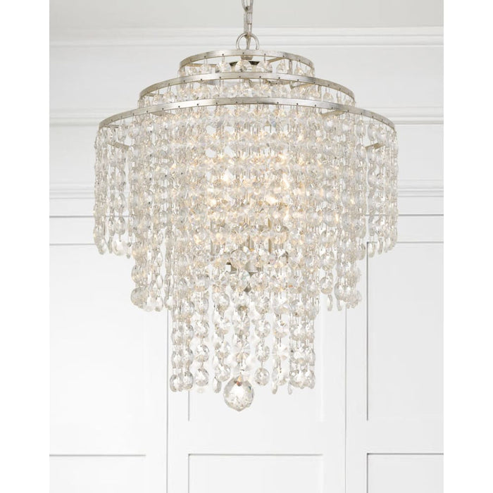 Arielle Crystal 3 Light Silver Chandelier - Chandeliers