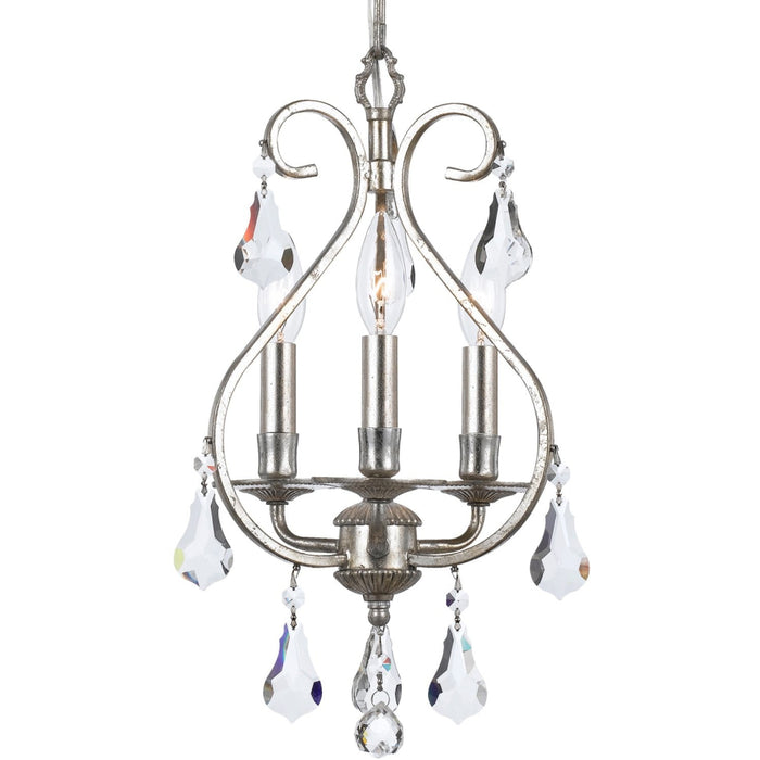 Ashton 3 Light Hand Cut Crystal Olde Silver Mini Chandelier - Chandeliers