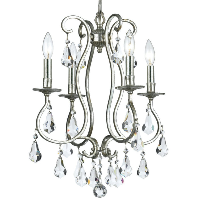 Ashton 4 Light Clear Crystal Olde Silver Mini Chandelier - Chandeliers