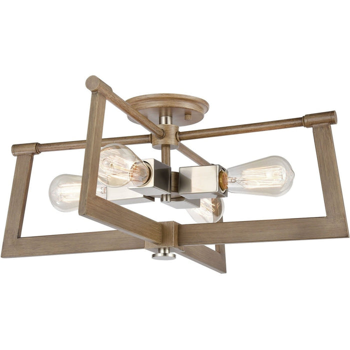Axis Light Wood Satin Nickel Pendant - Pendants