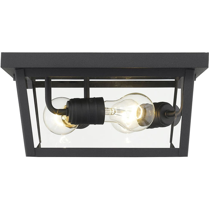 Beacon Black Outdoor Flush Ceiling Mount Fixture - Outdoor Ceiling Lights