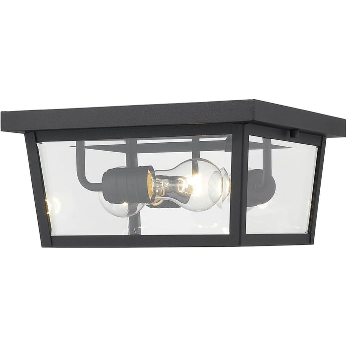 Beacon Black Outdoor Flush Ceiling Mount Fixture - Outdoor Ceiling Lights