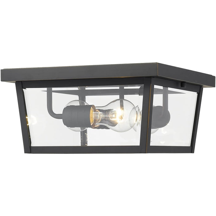 Beacon Oil Rubbed Bronze Outdoor Flush Ceiling Mount Fixture - Outdoor Ceiling Lights